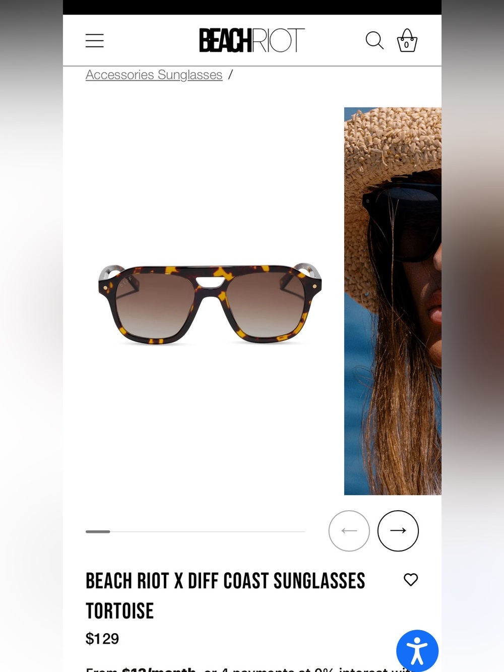DIFF Coast- Beach Riot Tortoise Gradient Lens Sunglasses - Brown/Black